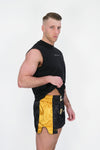 MMA BLACK KANJI FIGHT SHORTS (NO ZIPS/POCKETS)