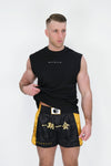 MMA BLACK KANJI FIGHT SHORTS (NO ZIPS/POCKETS)