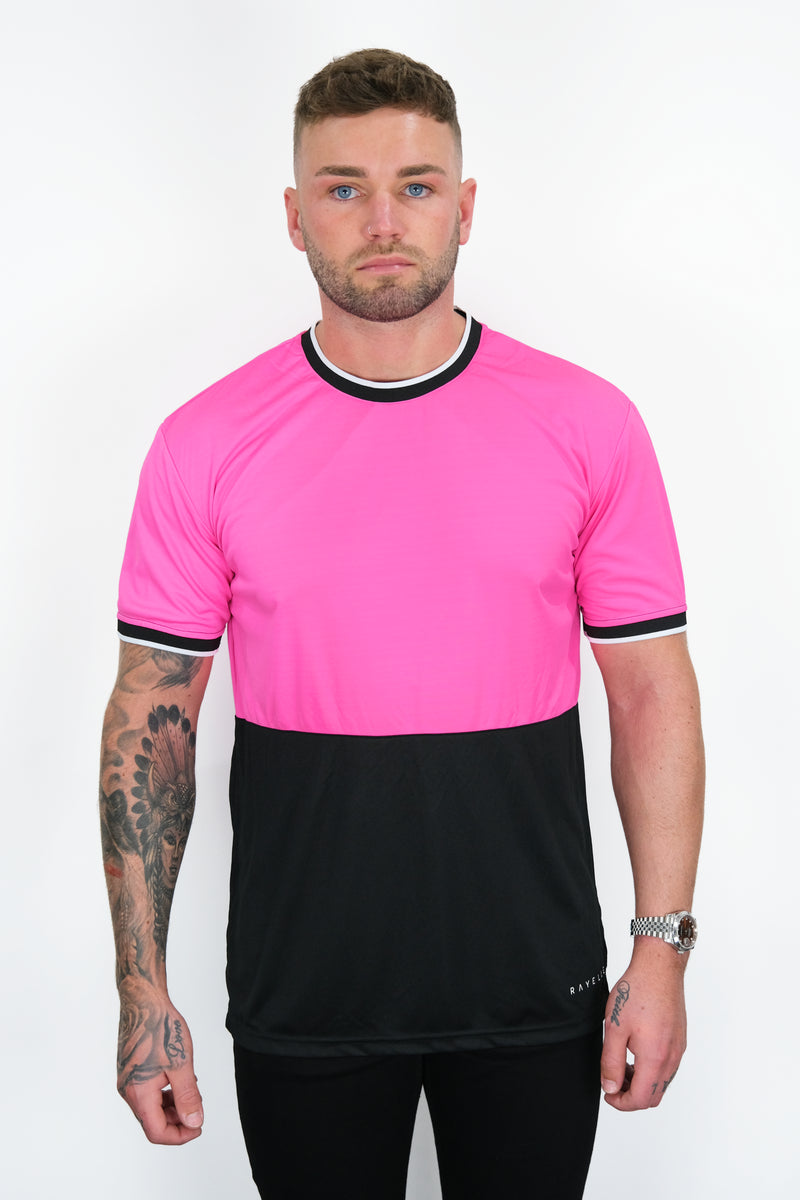 PINK COLOUR BLOCK T-SHIRT