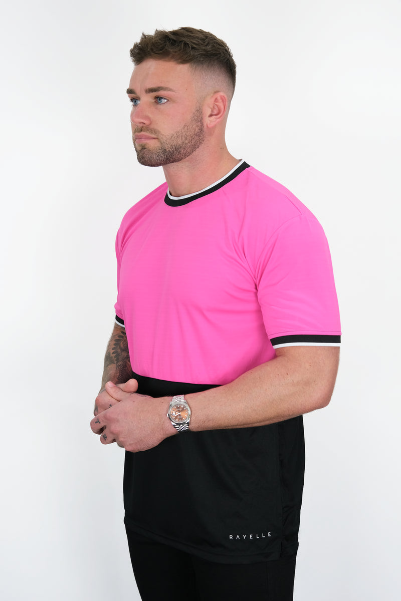 PINK COLOUR BLOCK T-SHIRT