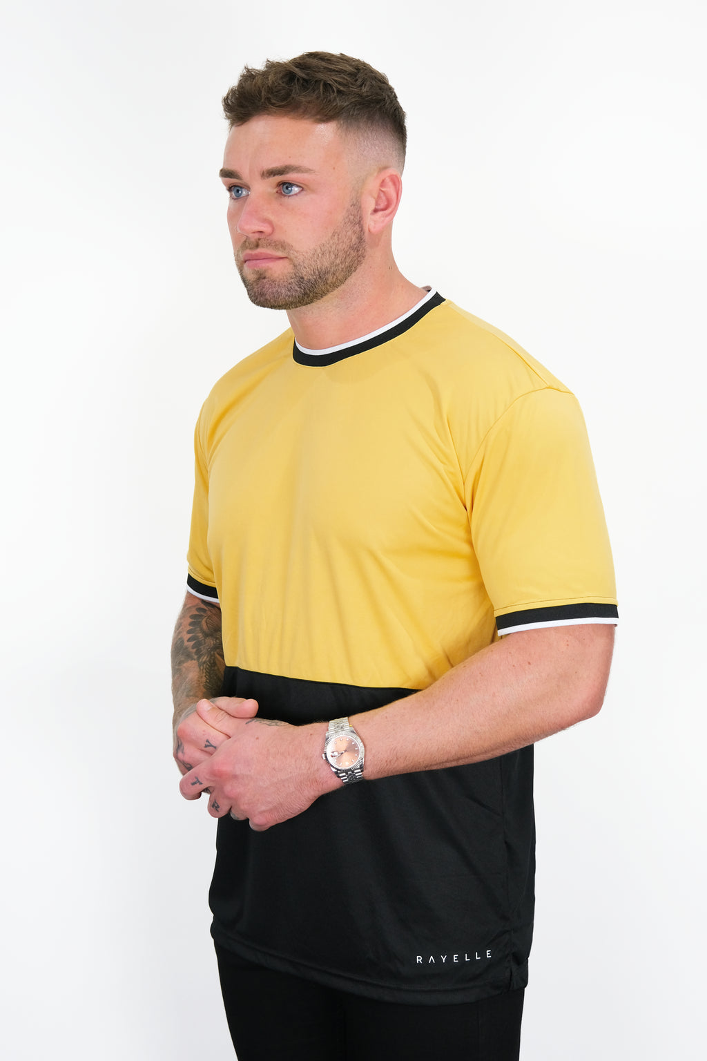 YELLOW COLOUR BLOCK T-SHIRT