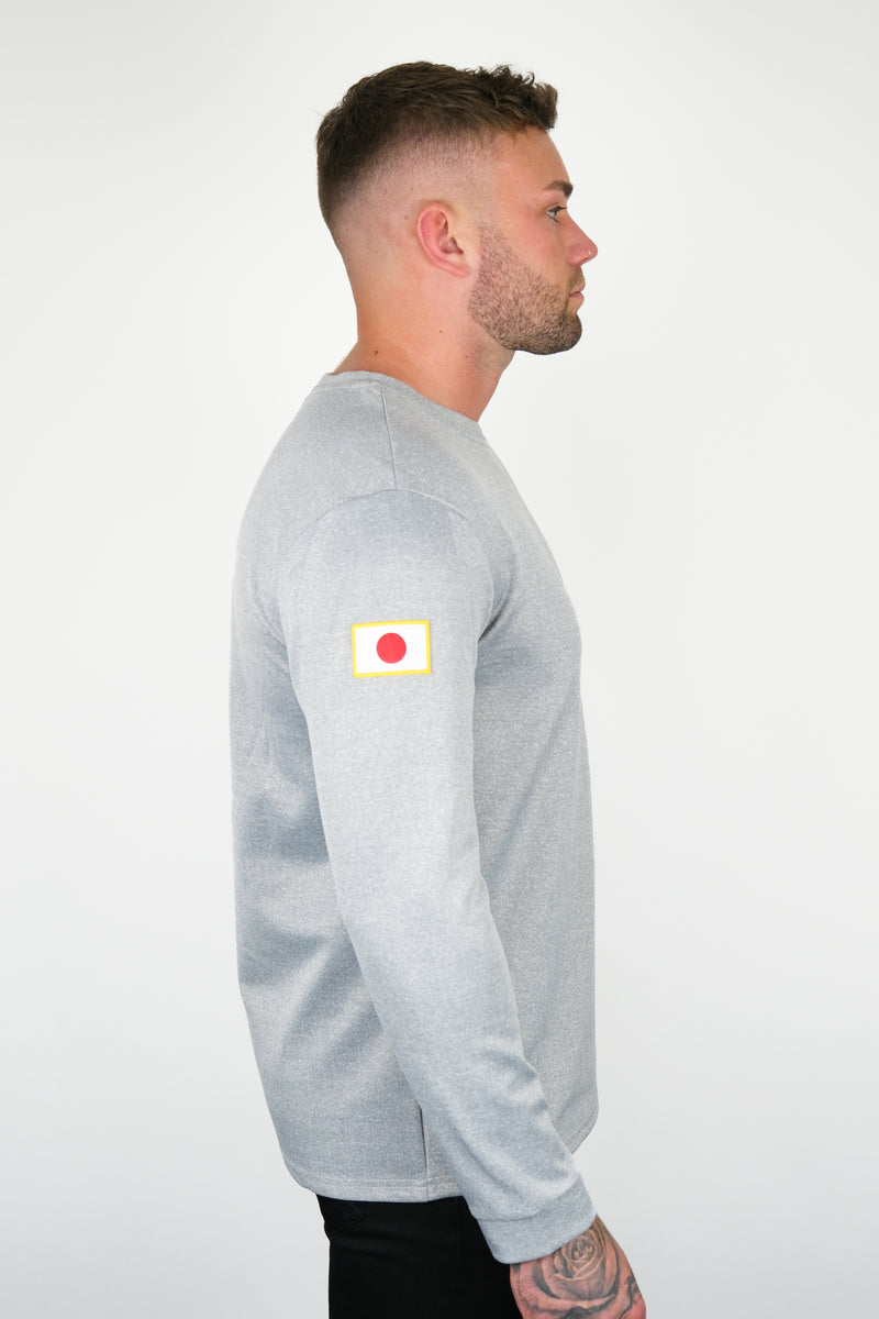 GREY MARL LONG SLEEVE KANJI JERSEY